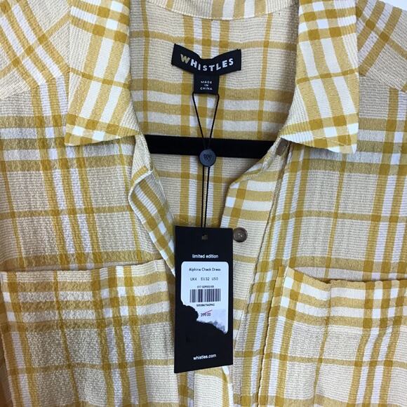 Whistles‎ Alphina check midi dress pastel yellow plaid NWT - Picture 7 of 10
